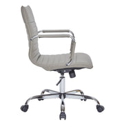 Harris Mid-Back Leather Adjustable Office Conference Chair with Armrests Chrome Tan Office Chair Leisuremod