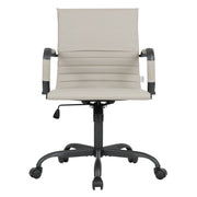 Harris Mid-Back Leather Adjustable Office Conference Chair with Armrests Black Tan Office Chair Leisuremod