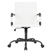 Harris Mid-Back Leather Adjustable Office Conference Chair with Armrests Black White Office Chair Leisuremod