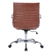 Harris Mid-Back Leather Adjustable Office Conference Chair with Armrests Chrome Dark Brown Office Chair Leisuremod