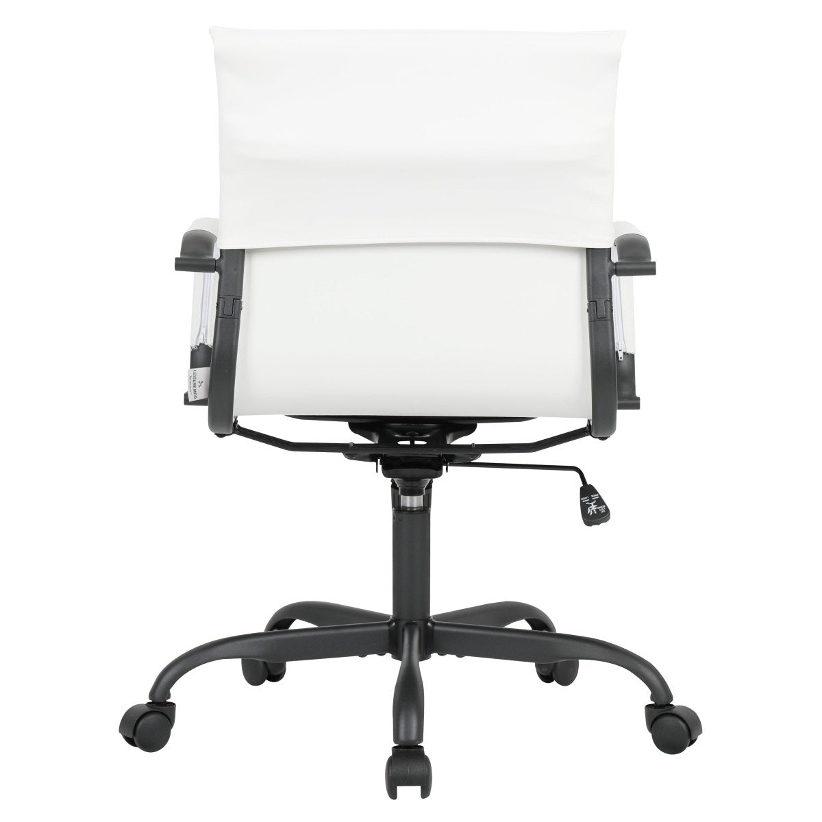 Harris Mid-Back Leather Adjustable Office Conference Chair with Armrests Black White Office Chair Leisuremod