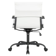 Harris Mid-Back Leather Adjustable Office Conference Chair with Armrests Black White Office Chair Leisuremod