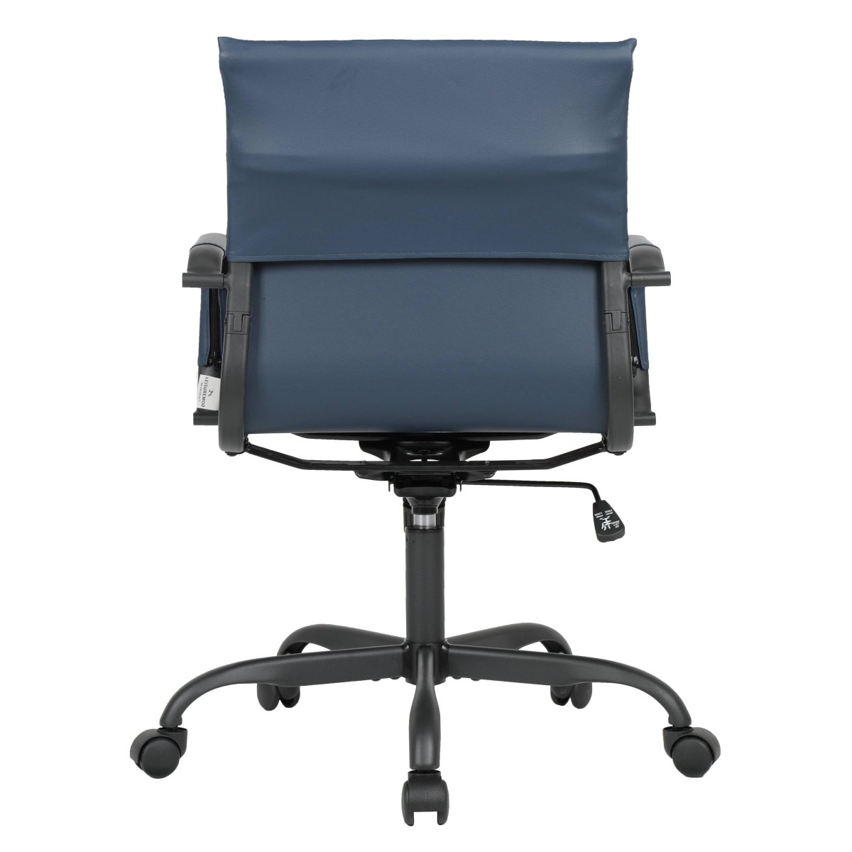 Harris Mid-Back Leather Adjustable Office Conference Chair with Armrests Black Navy Blue Office Chair Leisuremod