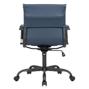 Harris Mid-Back Leather Adjustable Office Conference Chair with Armrests Black Navy Blue Office Chair Leisuremod