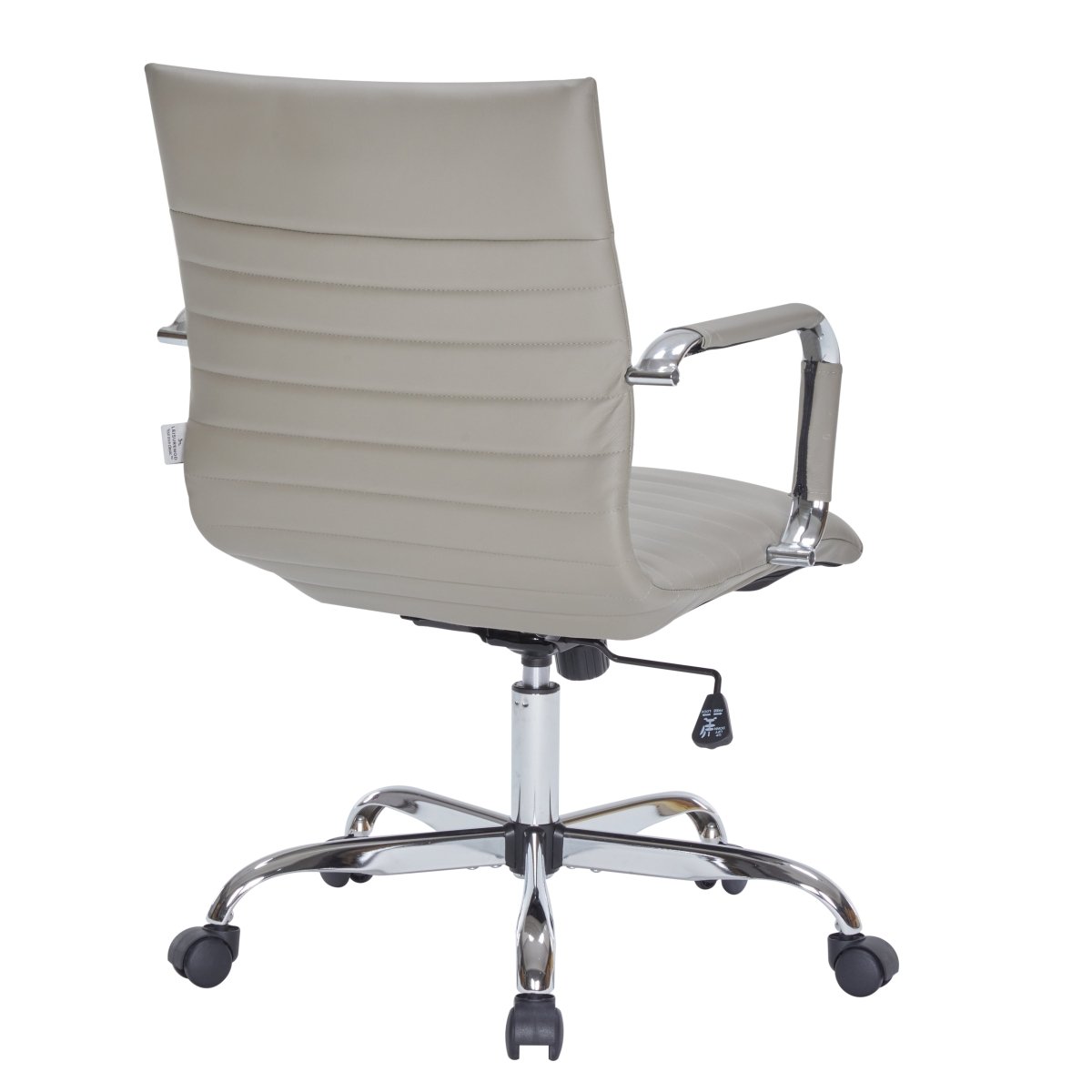 Harris Mid-Back Leather Adjustable Office Conference Chair with Armrests Chrome Tan Office Chair Leisuremod
