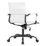 Harris Mid-Back Leather Adjustable Office Conference Chair with Armrests Black White Office Chair Leisuremod