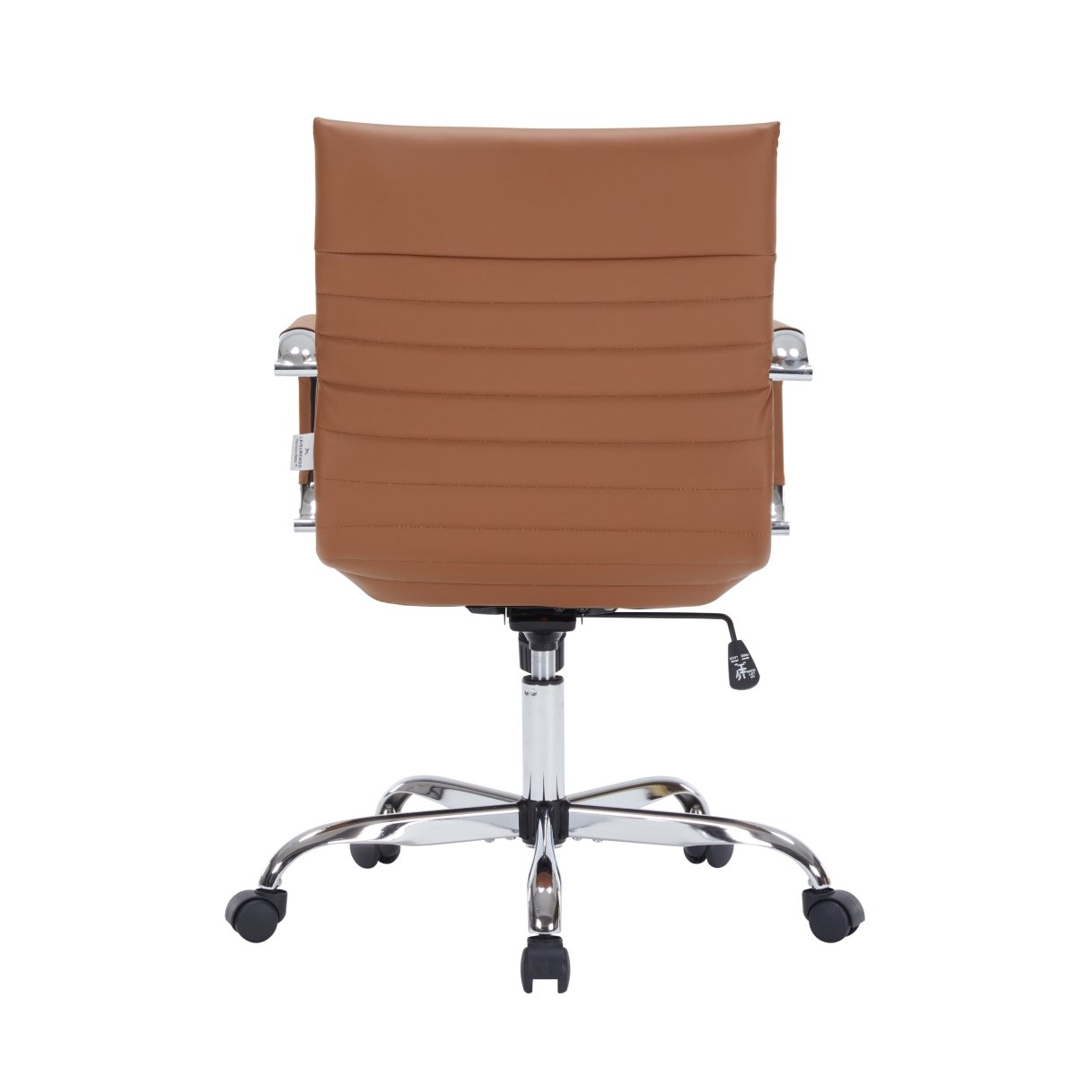 Harris Mid-Back Leather Adjustable Office Conference Chair with Armrests Chrome Light Brown Office Chair Leisuremod