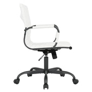 Harris Mid-Back Leather Adjustable Office Conference Chair with Armrests Black White Office Chair Leisuremod