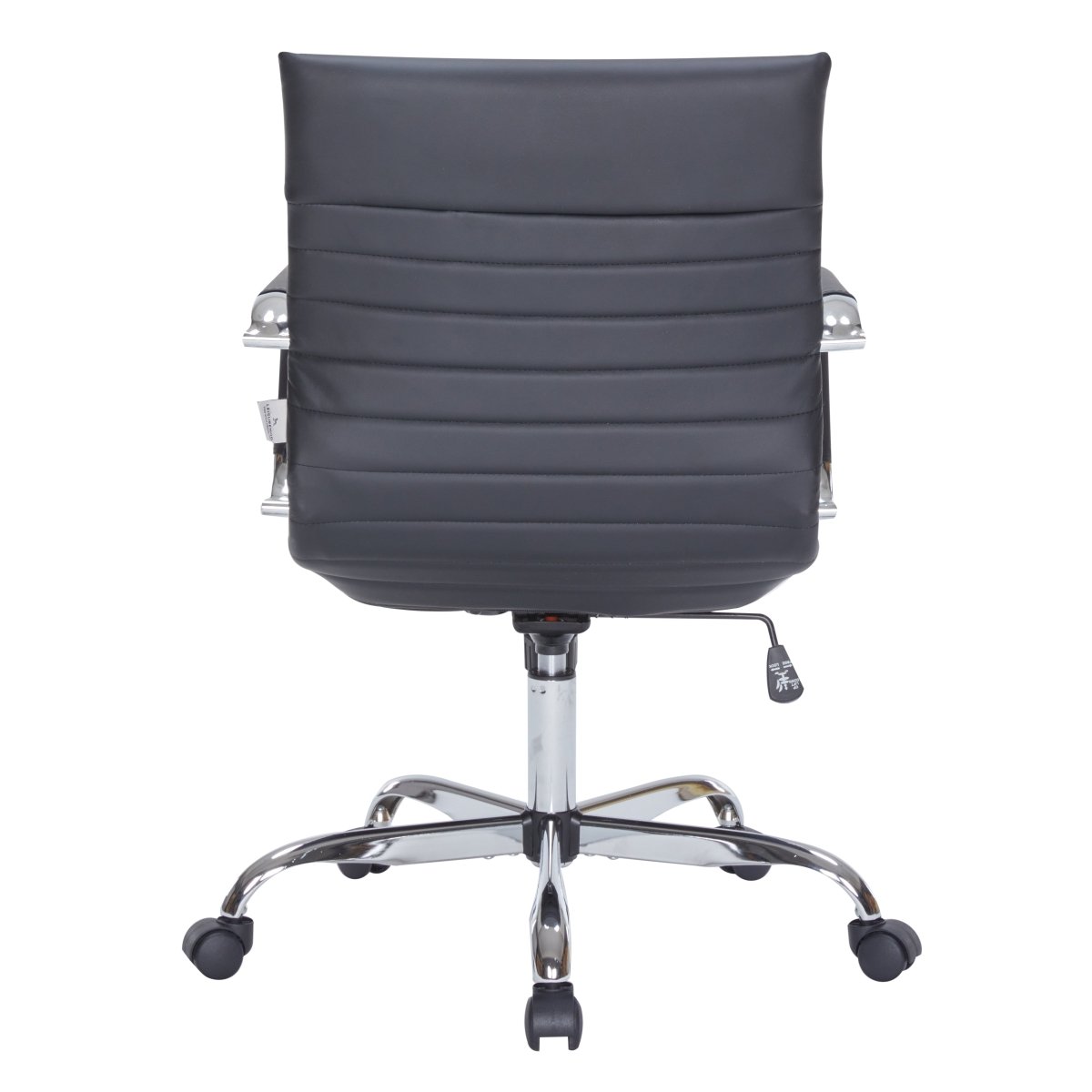 Harris Mid-Back Leather Adjustable Office Conference Chair with Armrests Chrome Black Office Chair Leisuremod