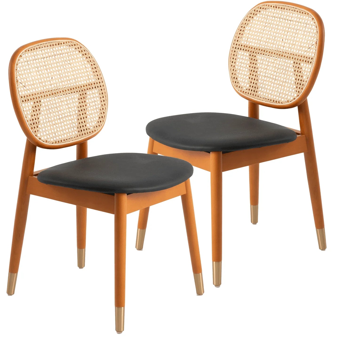 Holbeck Modern Dining Chair with Upholstered Leather Seat and Beech Wood Legs Set of 2 - Elax Furniture