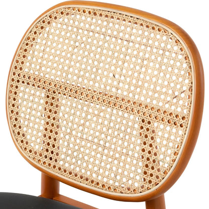 Holbeck Wicker Dining Chair with Upholstered Leather Seat and Beech Wood Legs - Elax Furniture