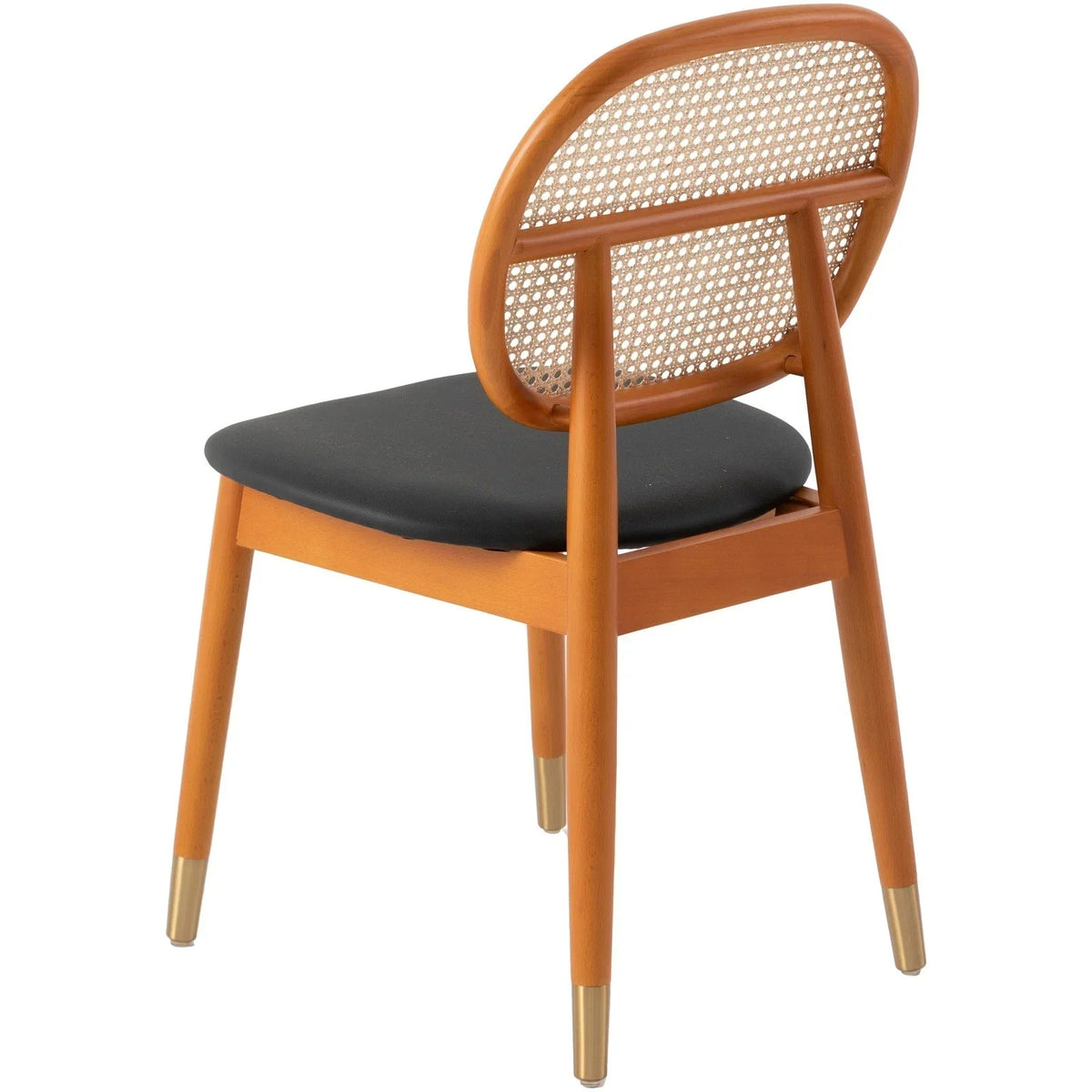Holbeck Wicker Dining Chair with Upholstered Leather Seat and Beech Wood Legs - Elax Furniture