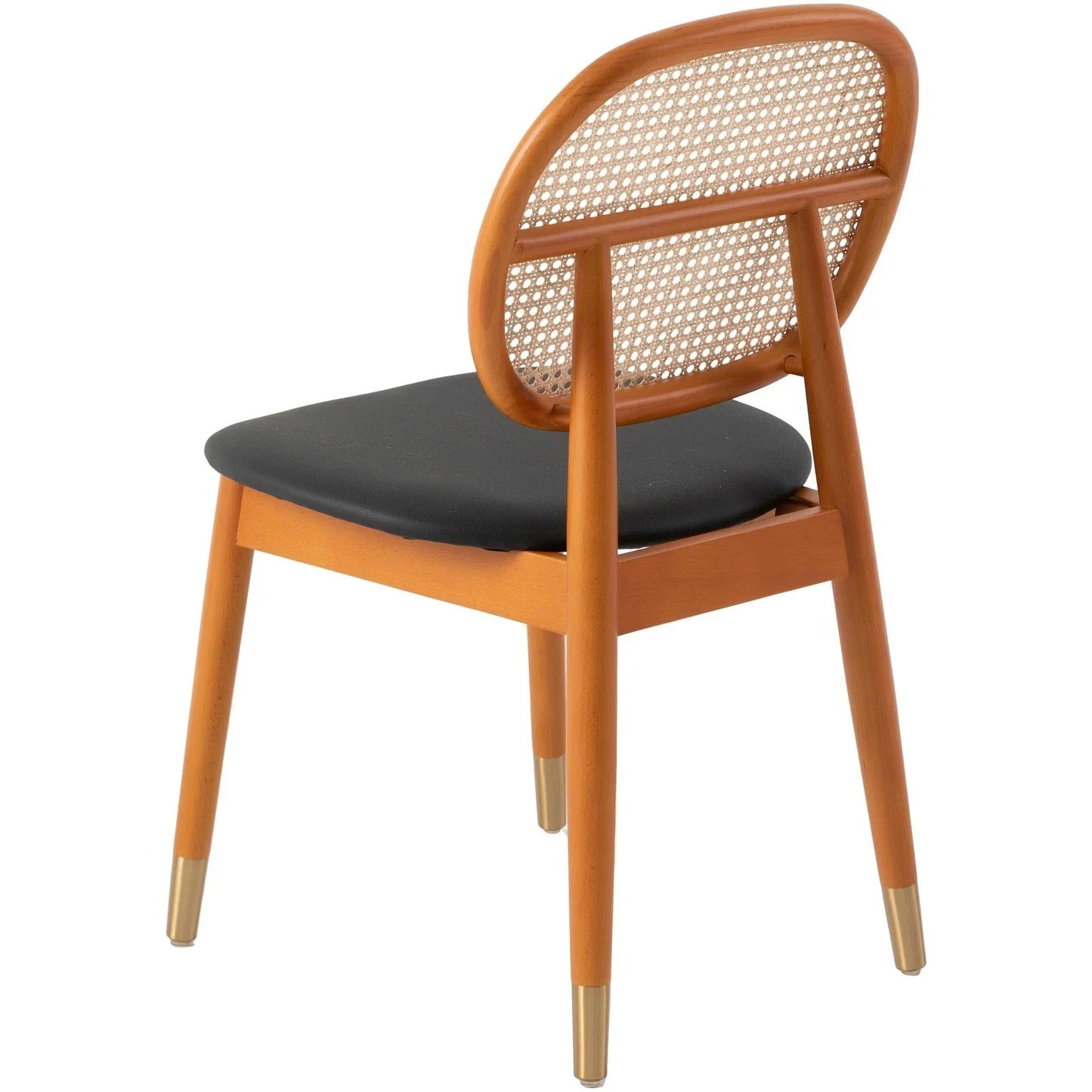 Holbeck Wicker Dining Chair with Upholstered Leather Seat and Beech Wood Legs - Elax Furniture