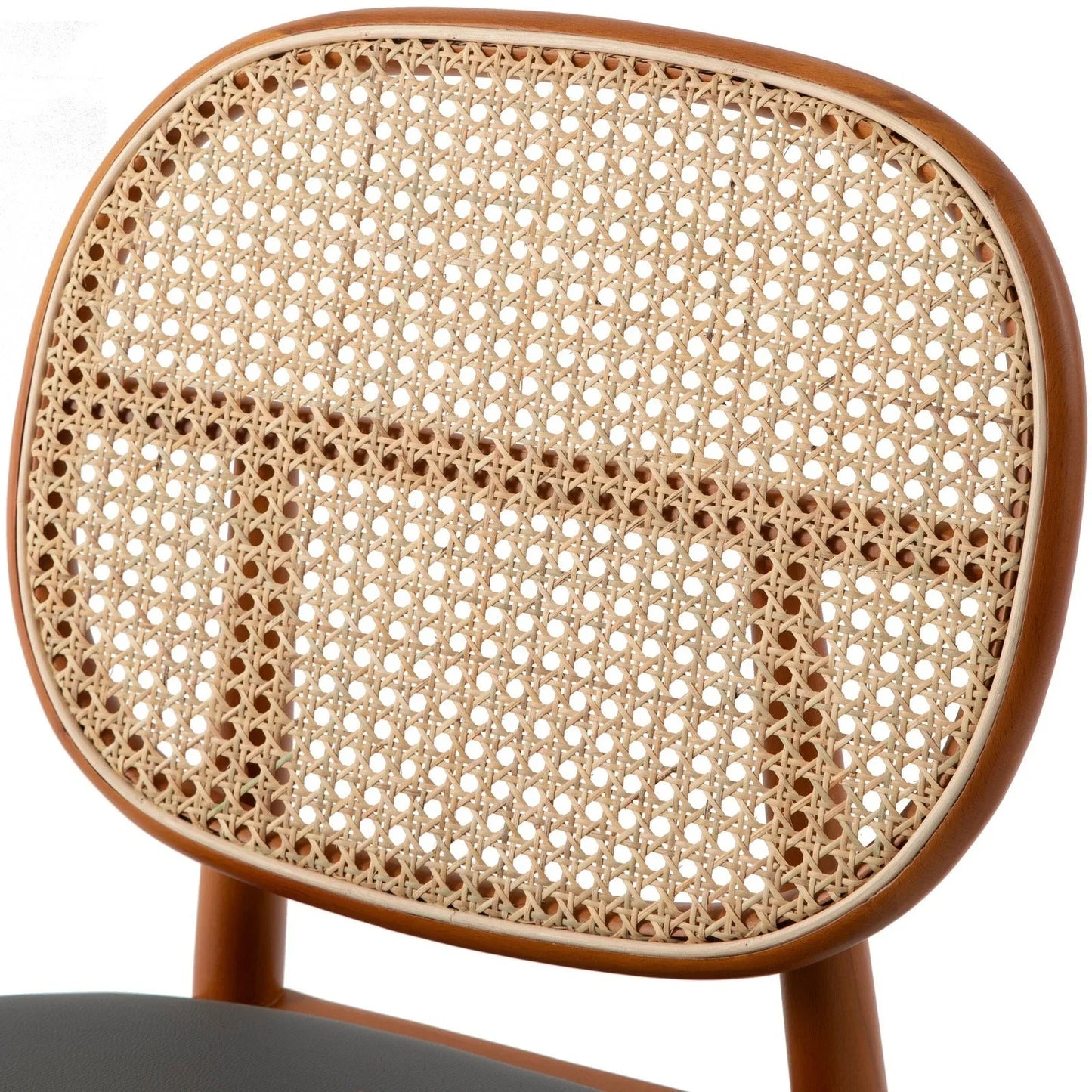 Holbeck Wicker Dining Chair with Upholstered Leather Seat and Beech Wood Legs - Elax Furniture