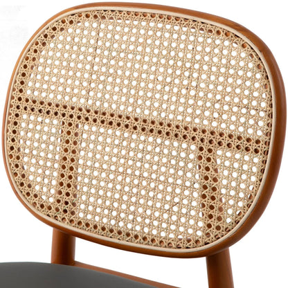 Holbeck Wicker Dining Chair with Upholstered Leather Seat and Beech Wood Legs - Elax Furniture