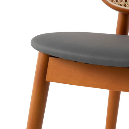 Holbeck Modern Dining Chair with Upholstered Leather Seat and Beech Wood Legs Set of 4 - Elax Furniture