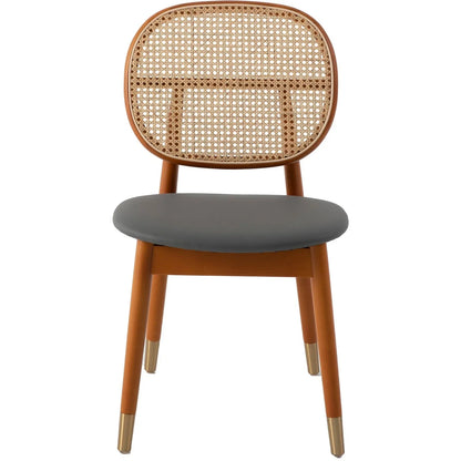 Holbeck Wicker Dining Chair with Upholstered Leather Seat and Beech Wood Legs - Elax Furniture