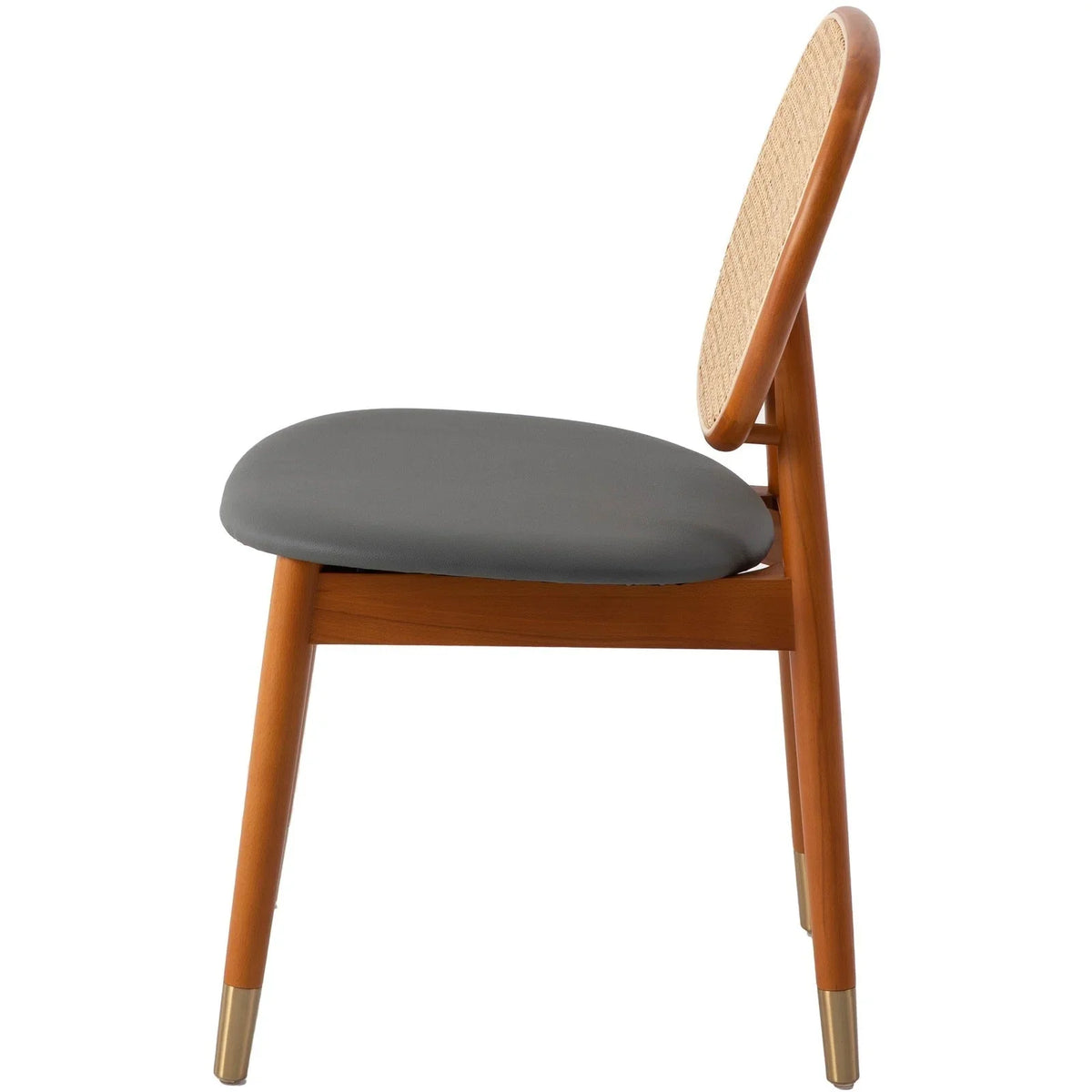 Holbeck Wicker Dining Chair with Upholstered Leather Seat and Beech Wood Legs - Elax Furniture