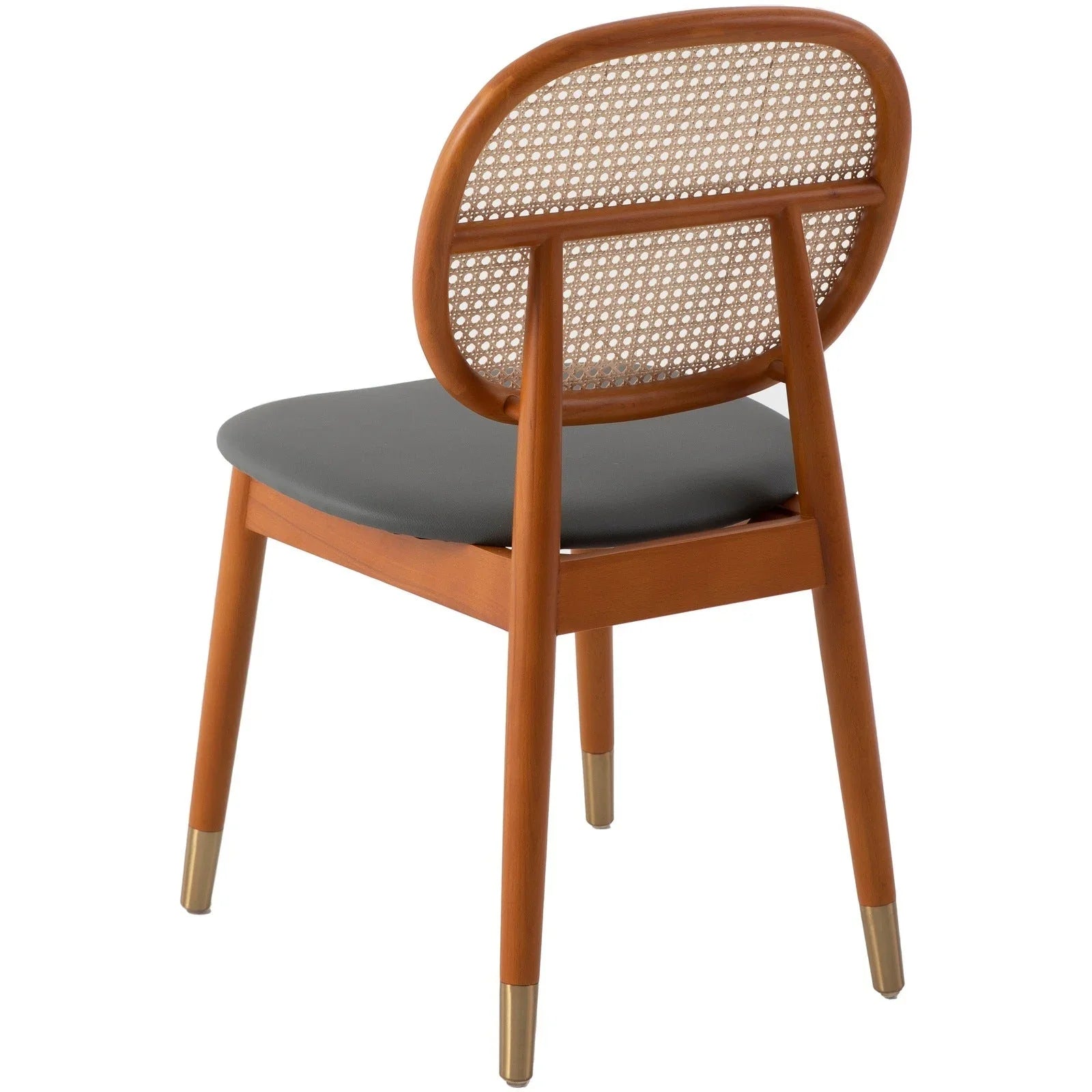 Holbeck Wicker Dining Chair with Upholstered Leather Seat and Beech Wood Legs - Elax Furniture