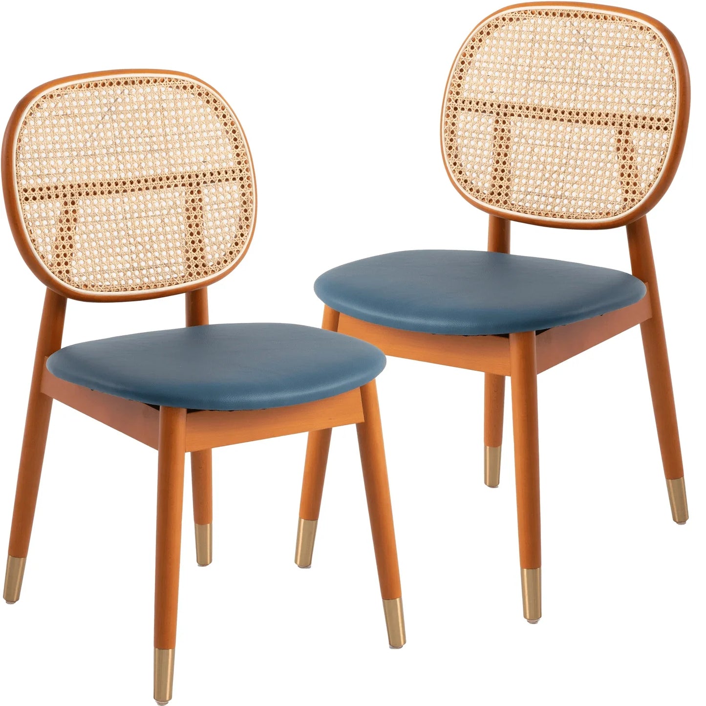 Holbeck Modern Dining Chair with Upholstered Leather Seat and Beech Wood Legs Set of 2 - Elax Furniture
