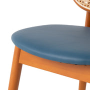 Holbeck Wicker Dining Chair with Upholstered Leather Seat and Beech Wood Legs - Elax Furniture