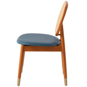 Holbeck Wicker Dining Chair with Upholstered Leather Seat and Beech Wood Legs - Elax Furniture