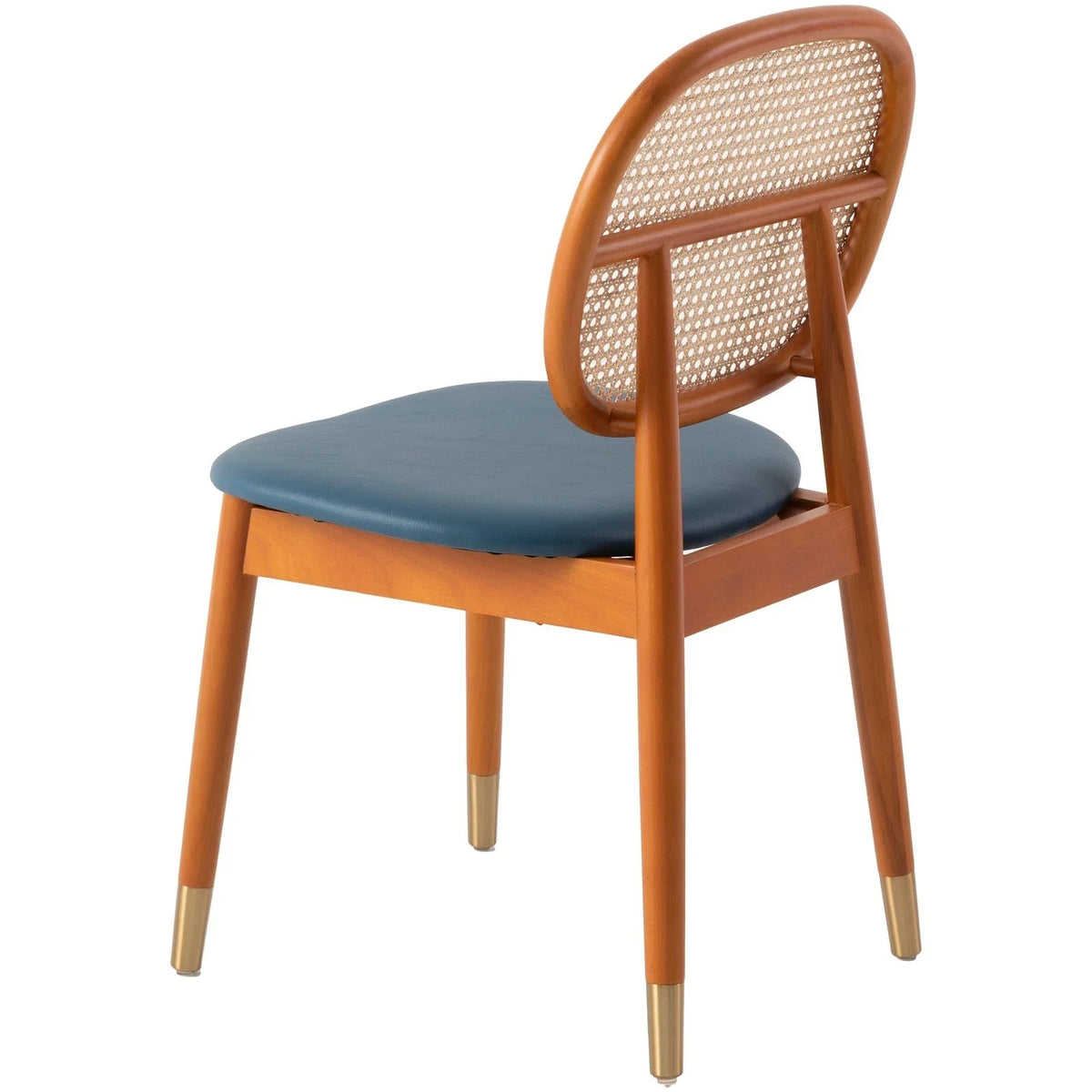Holbeck Wicker Dining Chair with Upholstered Leather Seat and Beech Wood Legs - Elax Furniture