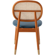 Holbeck Wicker Dining Chair with Upholstered Leather Seat and Beech Wood Legs - Elax Furniture