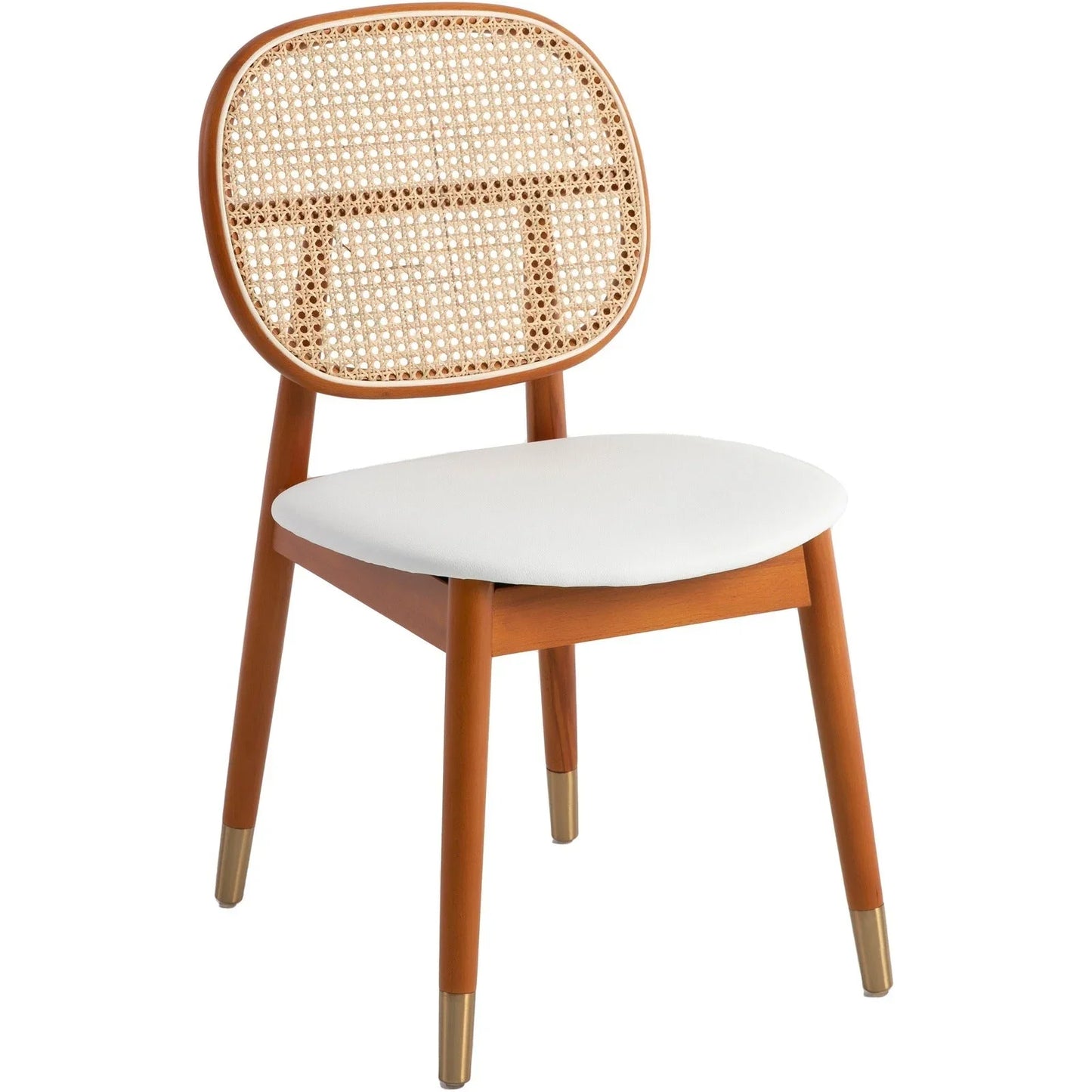 Holbeck Wicker Dining Chair with Upholstered Leather Seat and Beech Wood Legs - Elax Furniture