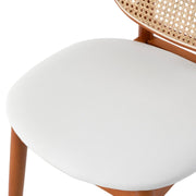 Holbeck Wicker Dining Chair with Upholstered Leather Seat and Beech Wood Legs - Elax Furniture
