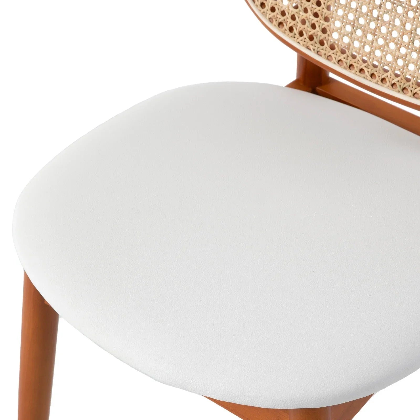 Holbeck Wicker Dining Chair with Upholstered Leather Seat and Beech Wood Legs - Elax Furniture