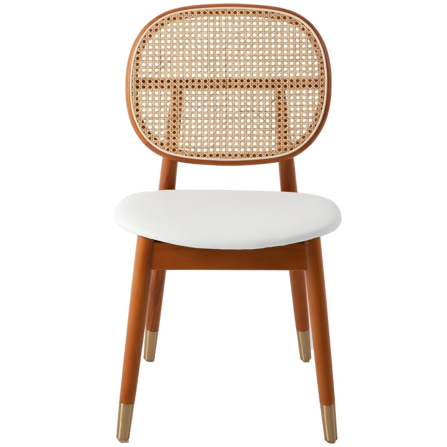 Holbeck Wicker Dining Chair with Upholstered Leather Seat and Beech Wood Legs - Elax Furniture