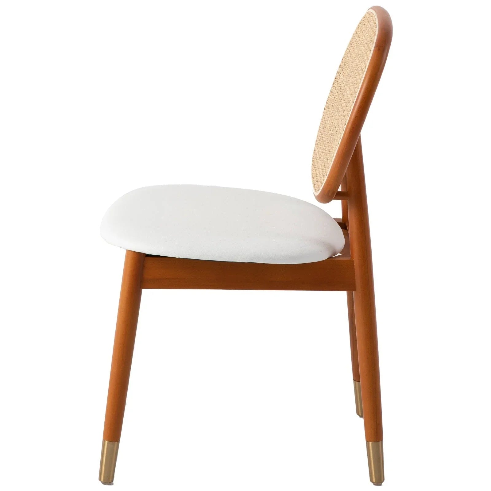 Holbeck Wicker Dining Chair with Upholstered Leather Seat and Beech Wood Legs - Elax Furniture