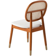 Holbeck Wicker Dining Chair with Upholstered Leather Seat and Beech Wood Legs - Elax Furniture