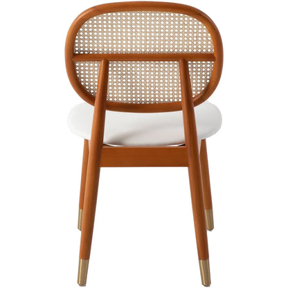 Holbeck Wicker Dining Chair with Upholstered Leather Seat and Beech Wood Legs - Elax Furniture