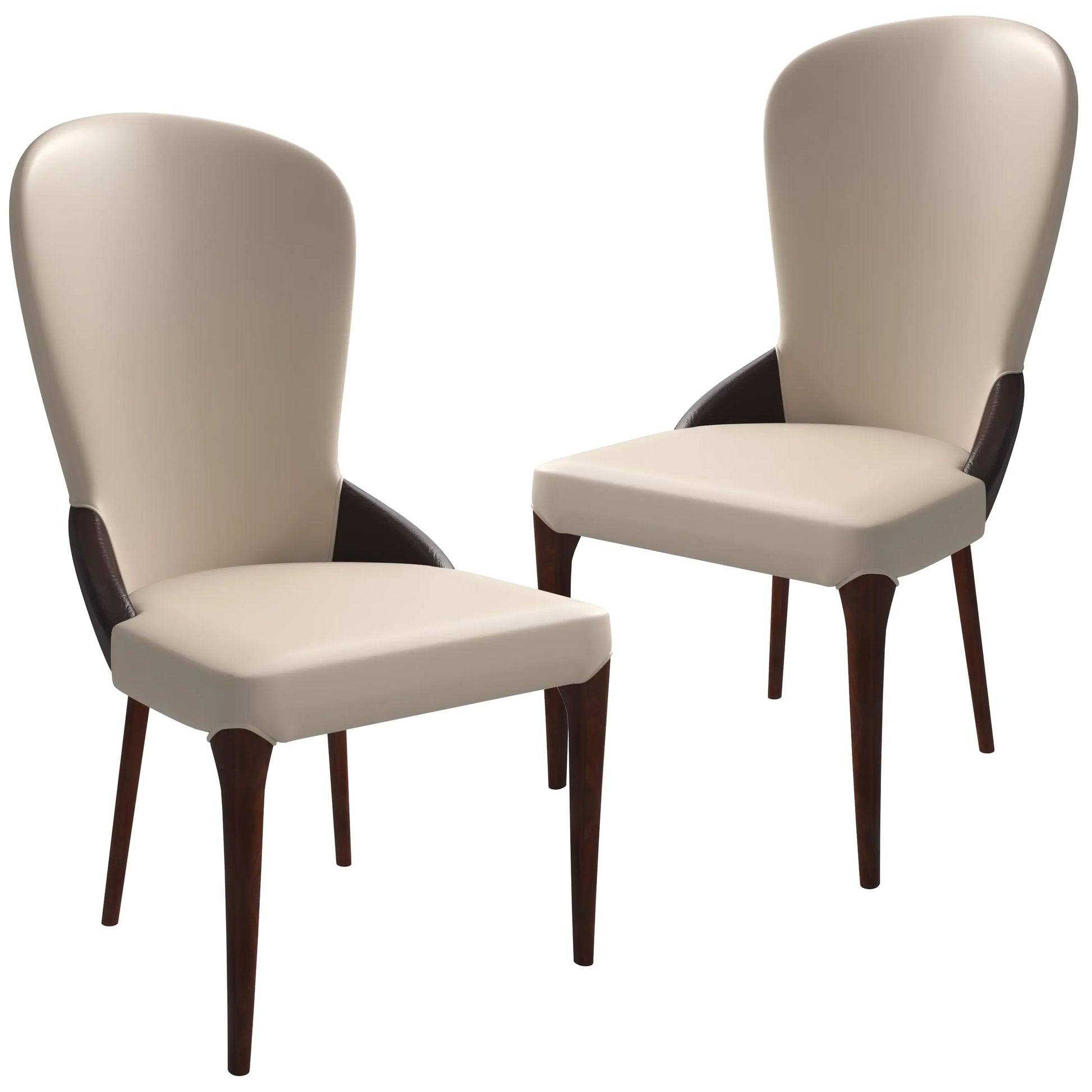 Havana Leather Dining Chair with a Two-Tone Color Design and Rubberwood Legs Set of 2 - Elax Furniture