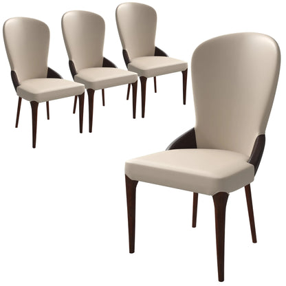 Havana Leather Dining Chair with a Two-Tone Color Design and Rubberwood Legs Set of 4 - Elax Furniture