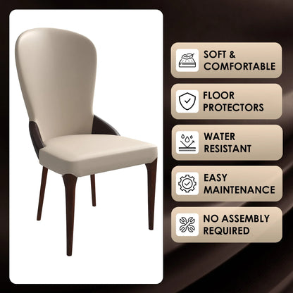 Havana Leather Dining Chair with a Two-Tone Color Design and Rubberwood Legs - Elax Furniture