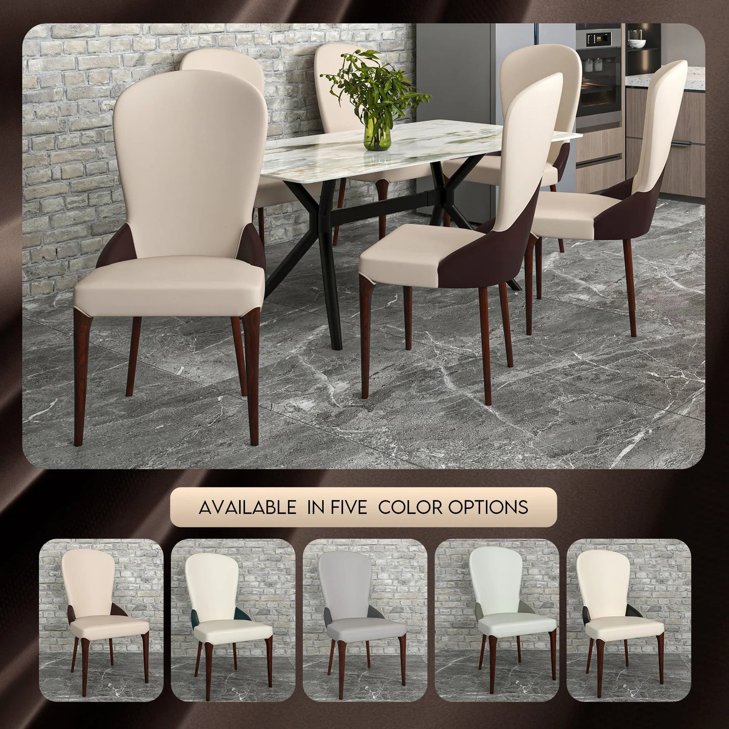 Havana Leather Dining Chair with a Two-Tone Color Design and Rubberwood Legs - Elax Furniture