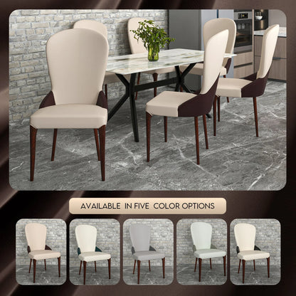 Havana Leather Dining Chair with a Two-Tone Color Design and Rubberwood Legs - Elax Furniture