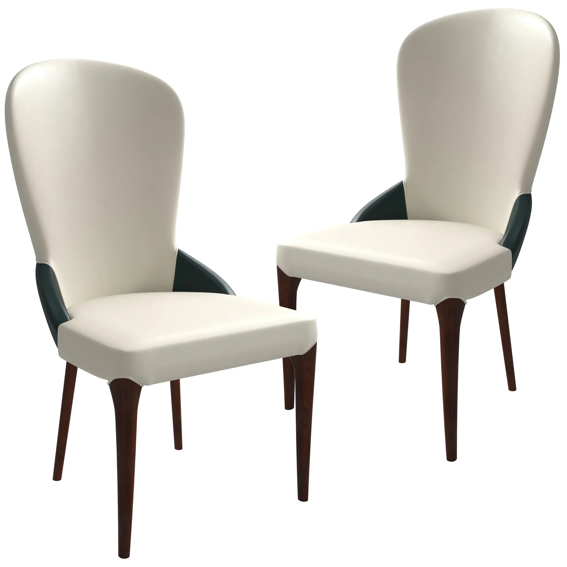 Havana Leather Dining Chair with a Two-Tone Color Design and Rubberwood Legs Set of 2 - Elax Furniture