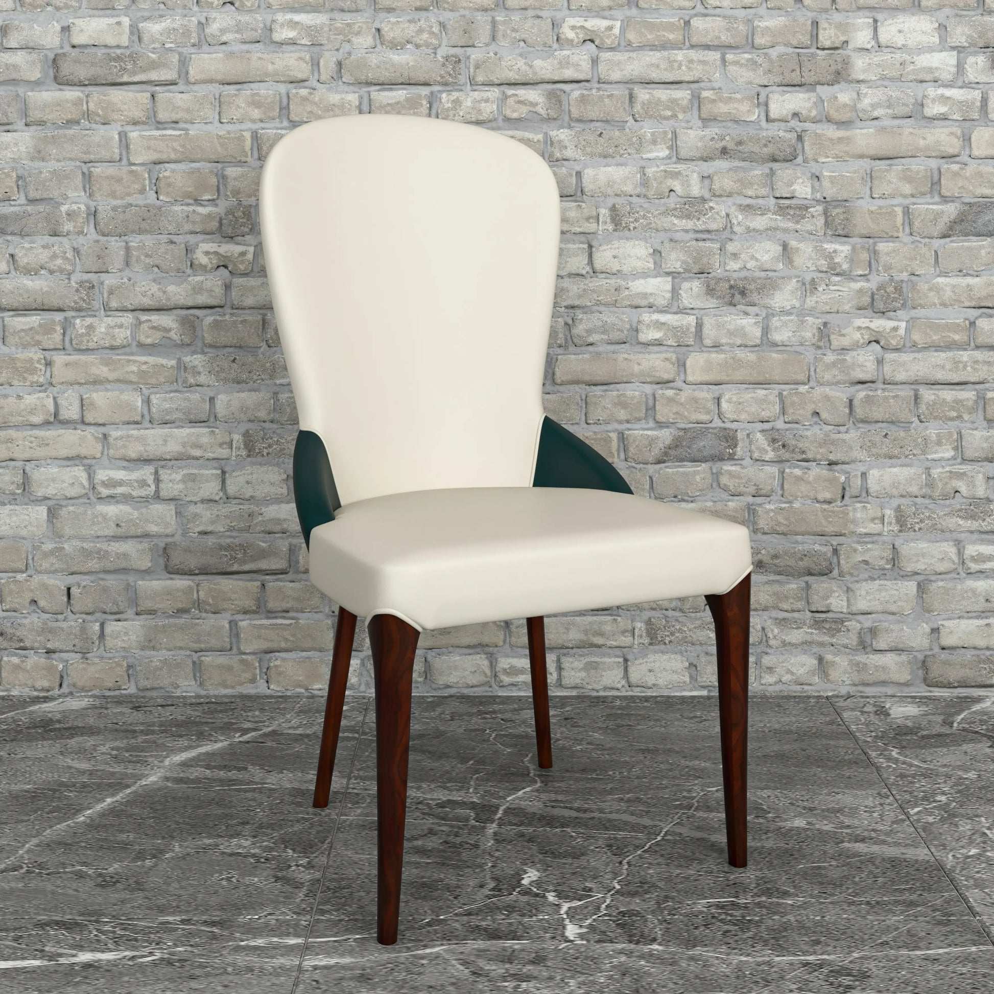 Havana Leather Dining Chair with a Two-Tone Color Design and Rubberwood Legs Set of 2 - Elax Furniture