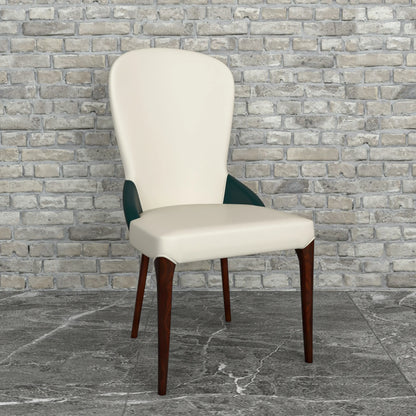 Havana Leather Dining Chair with a Two-Tone Color Design and Rubberwood Legs Set of 2 - Elax Furniture
