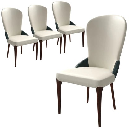 Havana Leather Dining Chair with a Two-Tone Color Design and Rubberwood Legs Set of 4 - Elax Furniture
