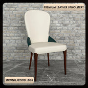 Havana Leather Dining Chair with a Two-Tone Color Design and Rubberwood Legs - Elax Furniture