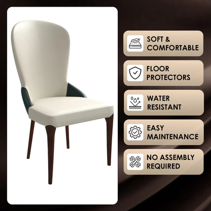 Havana Leather Dining Chair with a Two-Tone Color Design and Rubberwood Legs - Elax Furniture