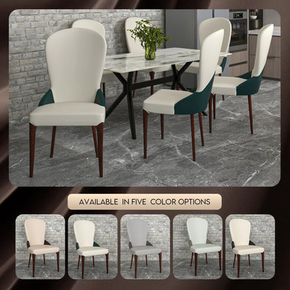 Havana Leather Dining Chair with a Two-Tone Color Design and Rubberwood Legs - Elax Furniture