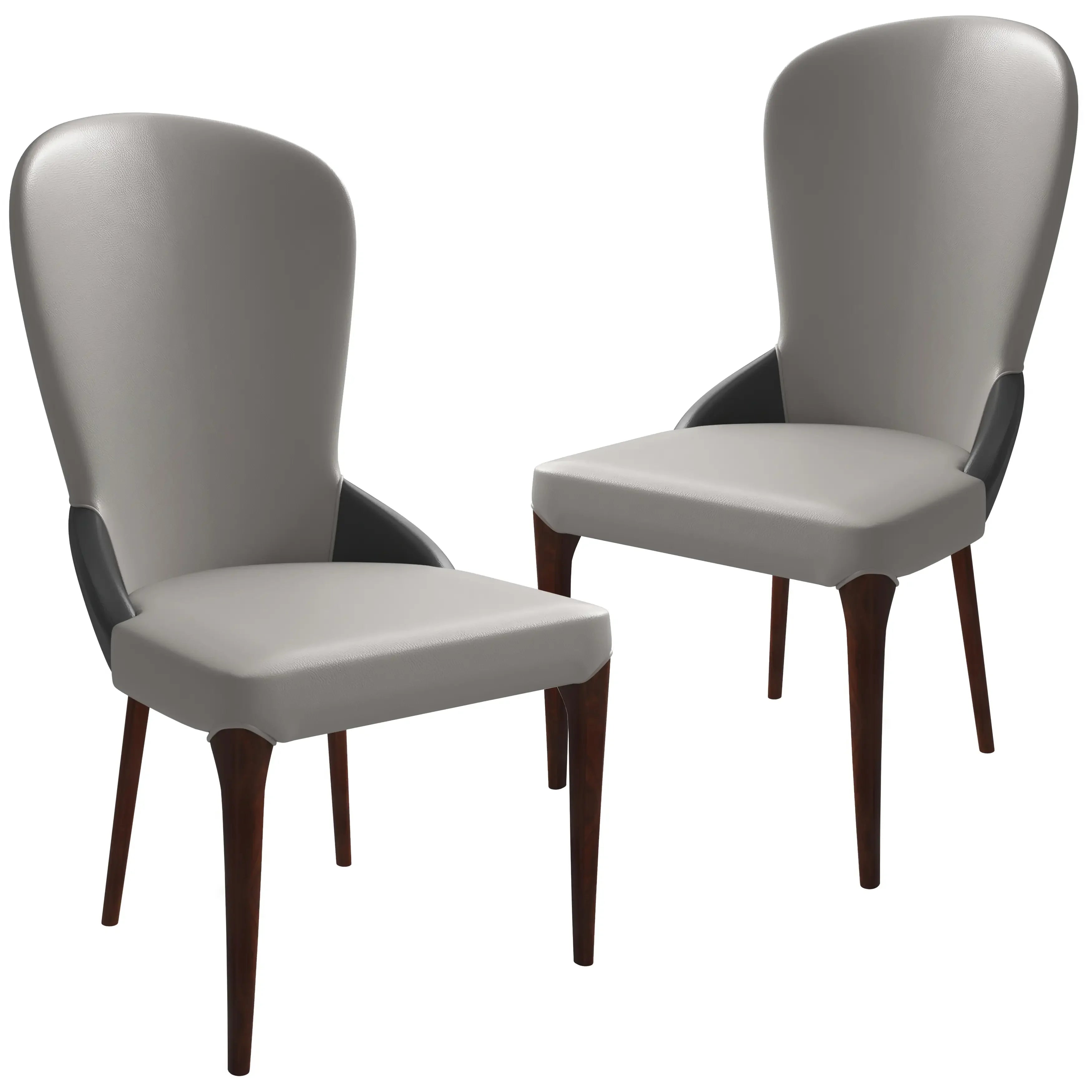 Havana Leather Dining Chair with a Two-Tone Color Design and Rubberwood Legs Set of 2 - Elax Furniture