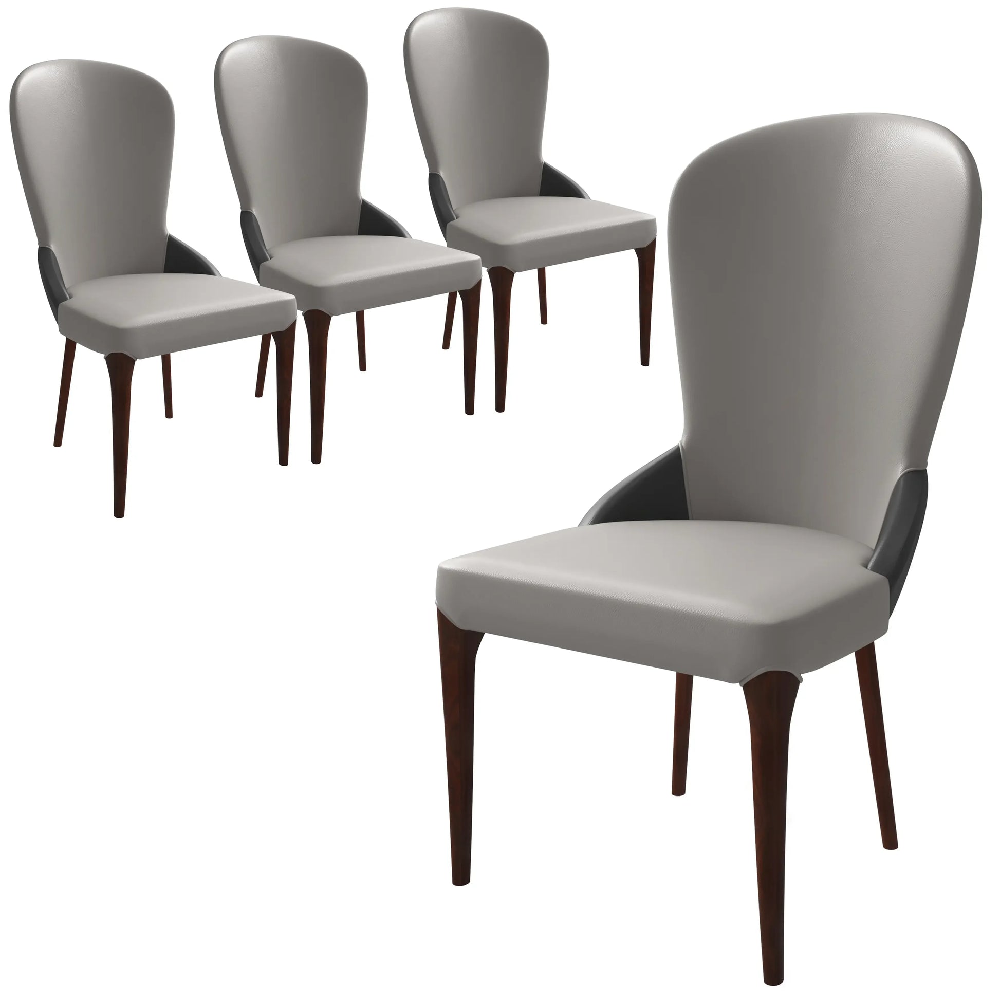 Havana Leather Dining Chair with a Two-Tone Color Design and Rubberwood Legs Set of 4 - Elax Furniture