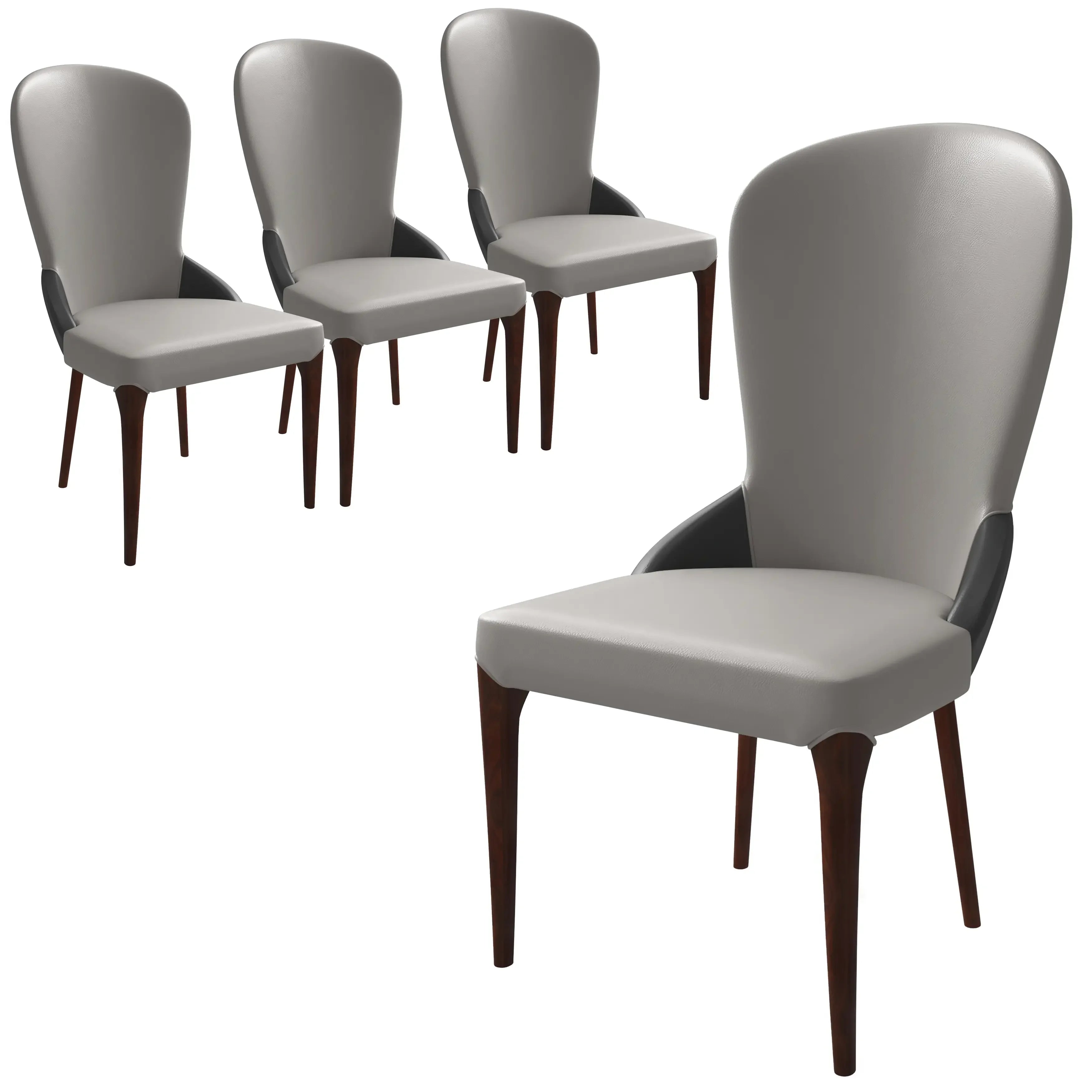 Havana Leather Dining Chair with a Two-Tone Color Design and Rubberwood Legs Set of 4 - Elax Furniture